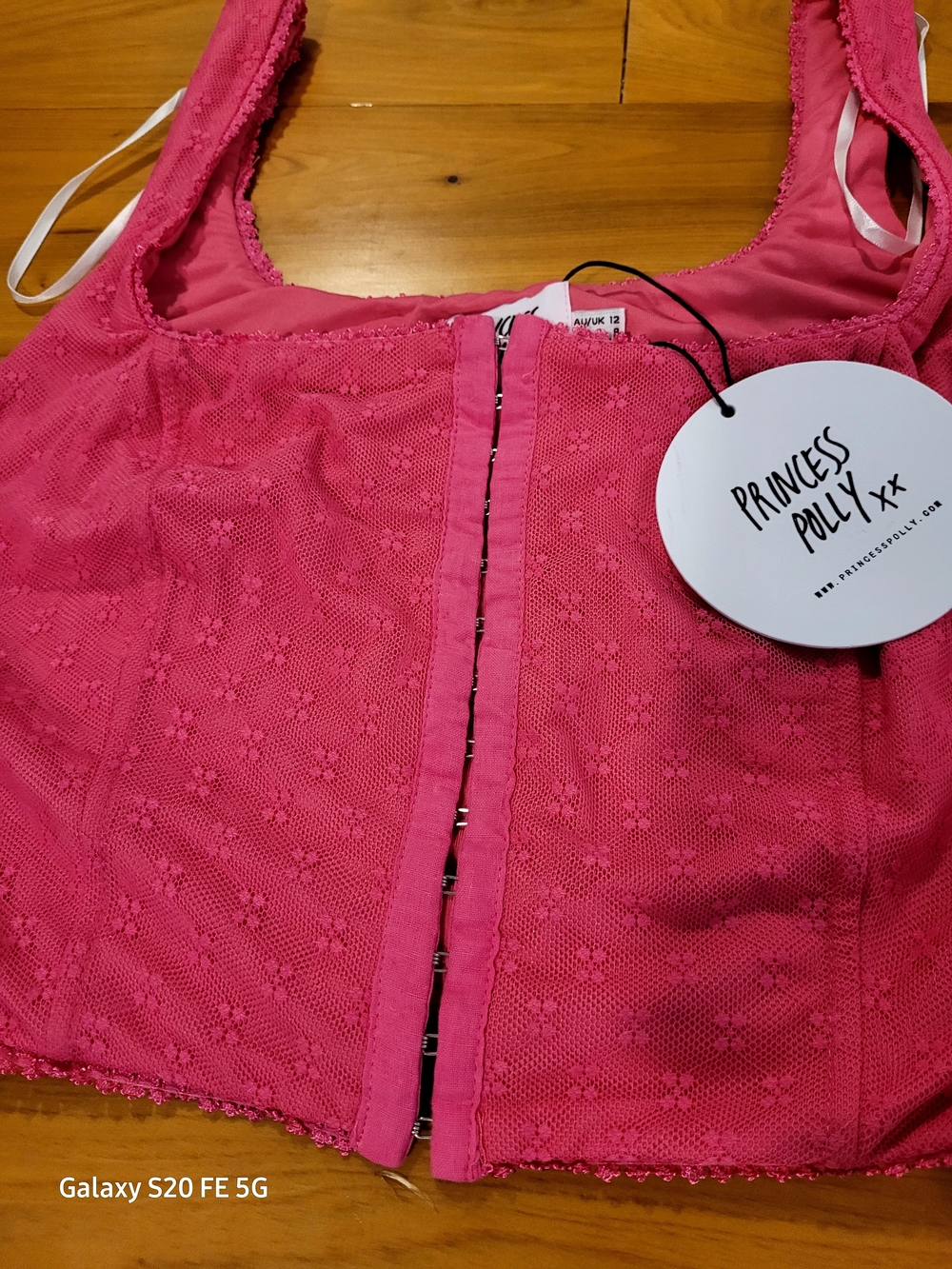 Princess Polly Hot Pink Lace Corset/ Crop Top